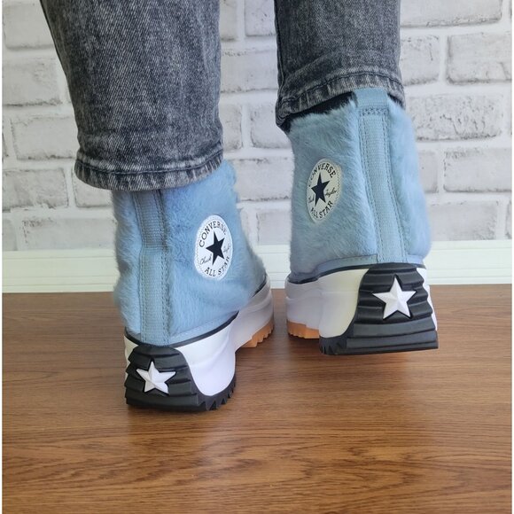 ❤️Converse Run Star Hike Hi Platform Faux Fur 10.5 Womens Shoes Sneaker A13381C - Picture 6 of 13